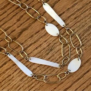Anne Klein | Paperclip Link and Mother of Pearl Necklace | 40” Length